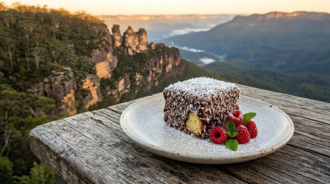 Lamington Cake Dessert Blue Mountains Landscape Australia Travel Dining
