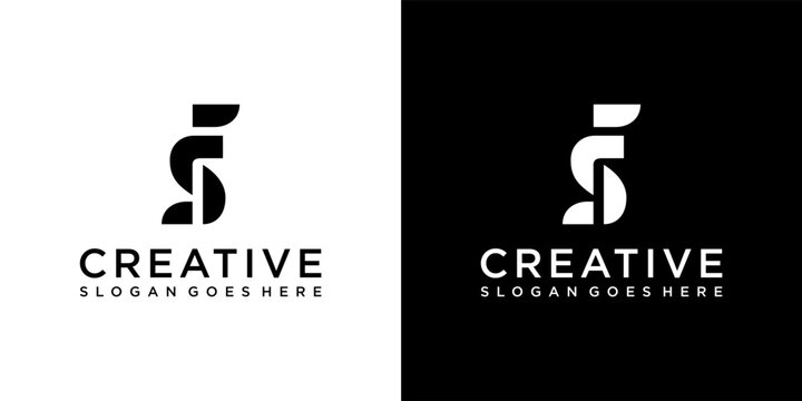 SF or FS initial letter logo design vector