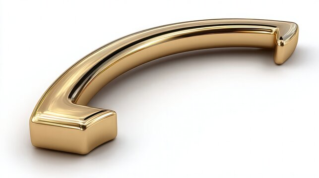 A polished gold-colored curved handle showcases elegance and sophistication, perfect for use in design projects, presentations, or marketing materials related to luxury items, furniture, or interiors