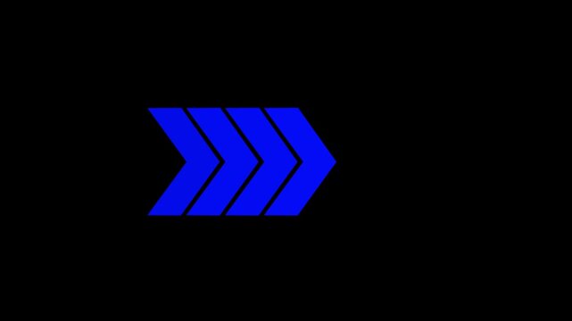arrow icon concept animation left to Right direction looping.  Arrow icon concept animation, arrows sign right to left animation, arrow extending video animation black background