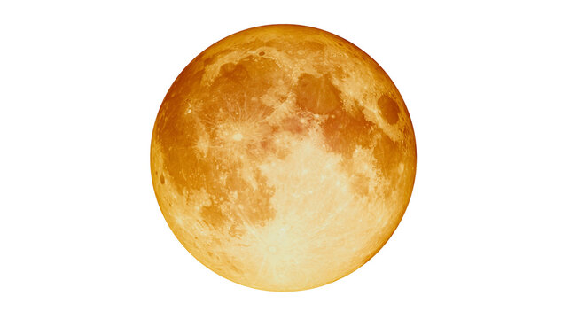 Full orange moon with visible craters and surface details