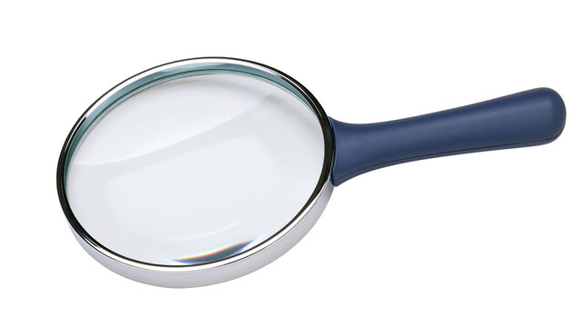 Magnifying glass with blue handle and chrome rim