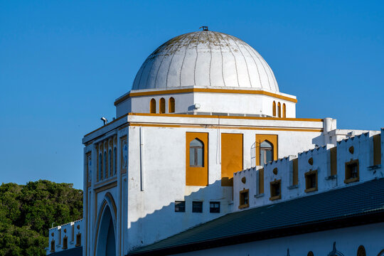 Dome of a historical building in Rhodes with clear blue sky