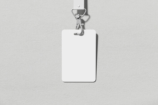 Minimalist ID Card Mockup with Lanyard on Light Background	
