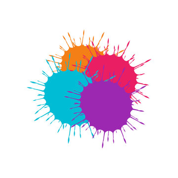 Colorful Paint Splatters Composition Abstract Vector Isolated on White Background