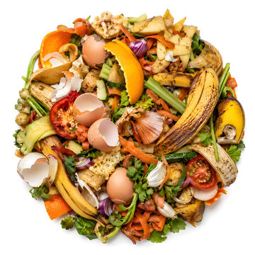 Top view of kitchen compost and organic waste