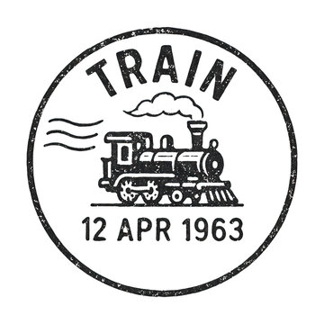 PNG Vintage train stamp illustration.