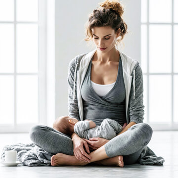 Loving Mother Embracing Happy Baby at Home &ndash; Generative AI &ndash; no real persons