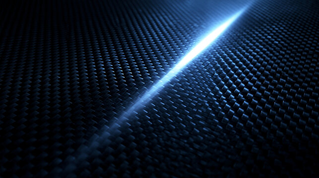 Carbon Fiber Texture Background with Glowing Blue Light Streak