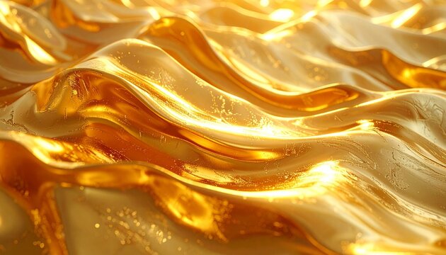 Abstract Gold Texture Background with Liquid Metallic Wave Pattern