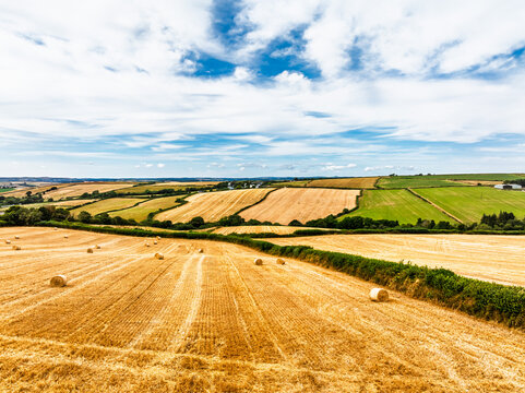 Cornwall Fields and Farms from a drone, Polruan, Cornwall, England