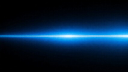 Fototapeta premium Abstract Glowing Blue Horizontal Light Flare on Black 