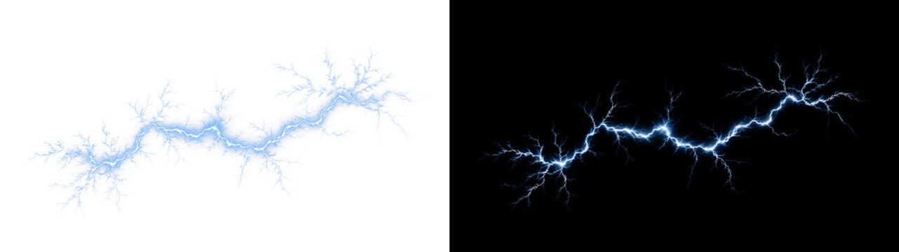 Blue Electricity Effect with Dynamic Lightning Plasma on Black Background Realistic High Energy Bolt for Professional Creative Applications.