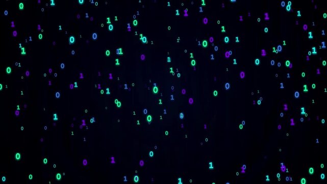 Matrix code binary rain falling in digital space