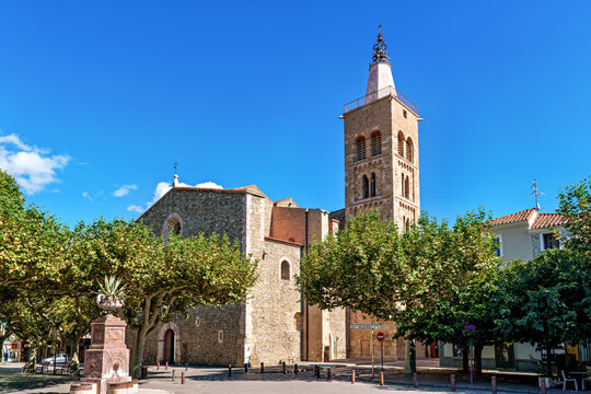 Historic Saint Pierre church in Prades in Languedoc-Roussillon, France.