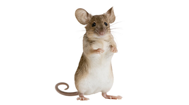 Small mouse standing on hind legs with large ears