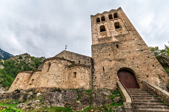 Abbey of Saint Martin du Canigou. Pyrenees-Orientales department in France, founded by monks of the Benedictine order