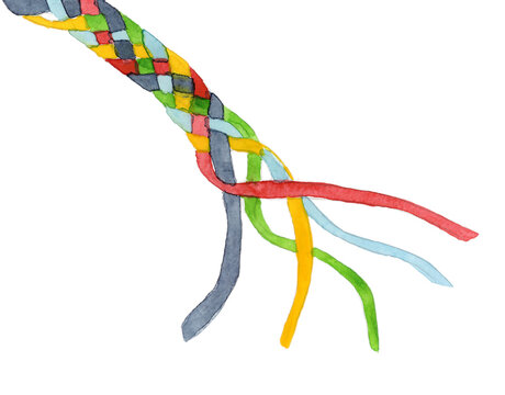 Colorful watercolor braided rope illustrates teamwork and connection