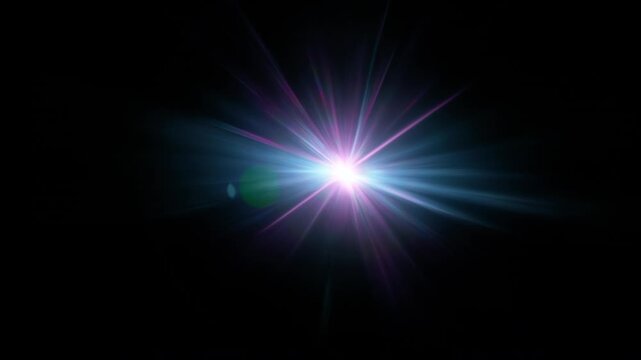 Real Shooted Cinematic Lens Flare Overlay in Motion Isolated on Black Background in Slow Motion.