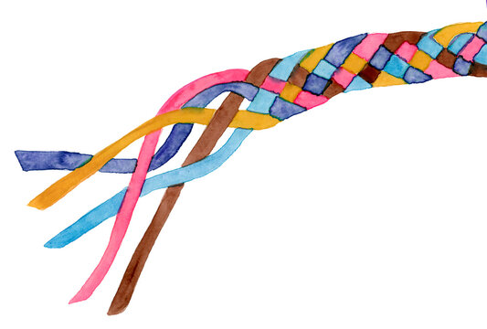 Colorful watercolor braided rope symbolizing teamwork and unity