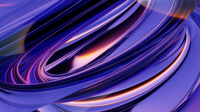 A glossy violet swirl creates an abstract 3d rendering