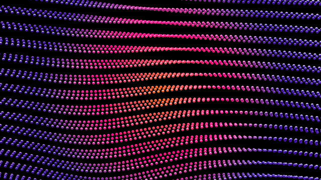 A digital wave of glowing dots flows across a black background