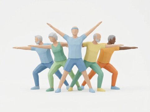 Active Aging, Mixed senior group enjoying rhythmic cardio exercise 