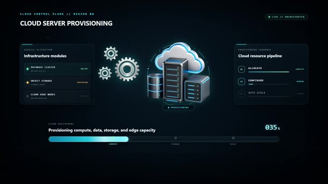 Cloud Server Provisioning Interface Fills Resource Setup Progress Bar to Completion