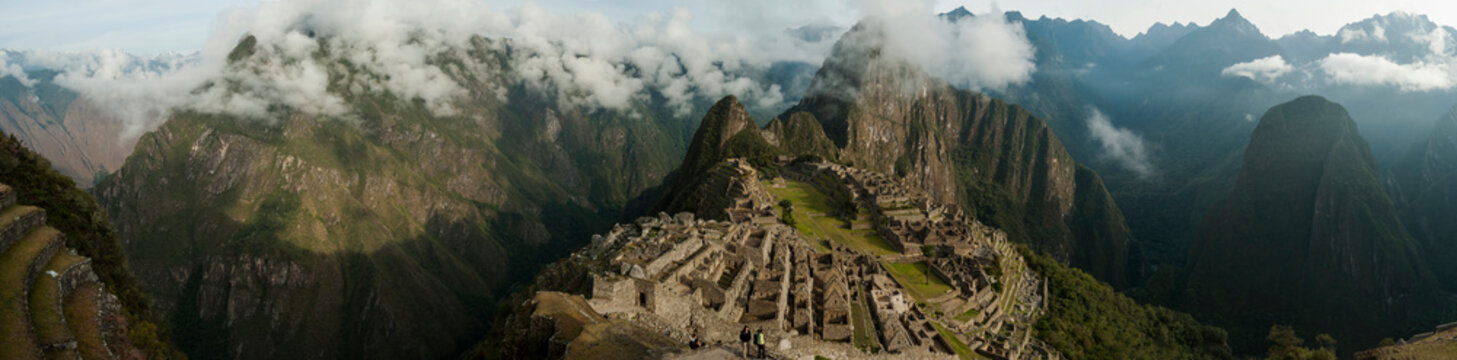 South America, Peru, Machu Picchu in mist