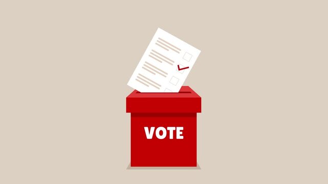 Voting. Putting paper ballots to election box. Democracy Freedom Concept. Business animation video