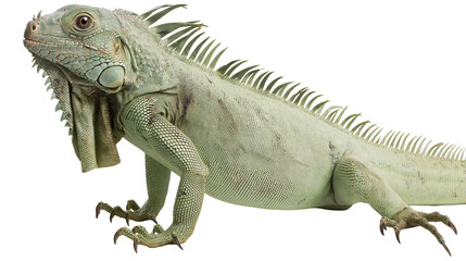 Fototapeta premium Green iguana reptile with spiky crest and dewlap