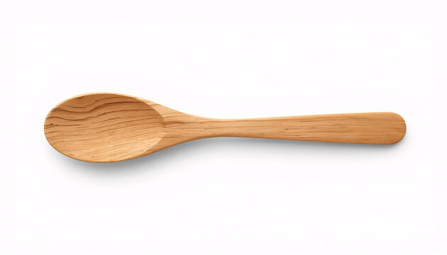 Wooden Spoon Close-Up: A beautifully crafted wooden spoon with a natural grain texture, presented against a clean backdrop, showcasing simple elegance and utility.