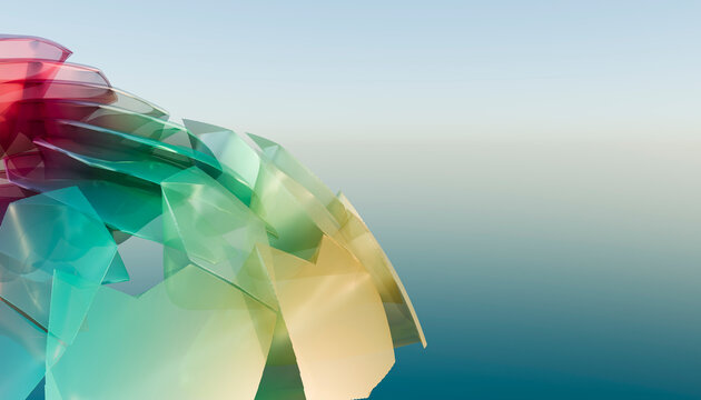 Abstract 3D glass sphere shows dynamic transparency and modern design