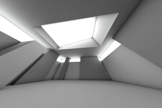 Futuristic empty room, 3D Rendering
