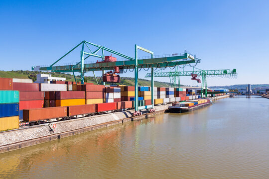 Germany, Stuttgart, Neckar, container harbor