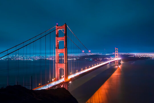 USA, California, San Francisco, Golden Gate Bridge at night
