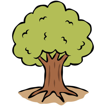 Green Leafy Tree Nature Environment Conservation Earth Day Hand Drawn Doodle Illustration