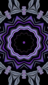 Dark purple hologram wavy abstract kaleidoscope tunnel pattern loop video background