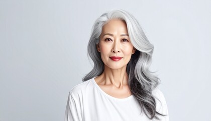 Fototapeta premium Monochrome Editorial Portrait of Chic Silver-Haired Senior Woman