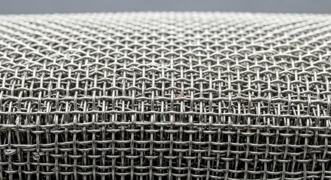 Close-Up View of Metallic Mesh Texture with Intricate Pattern