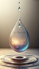 Fototapeta premium Elegant Water Drop Reflecting Mountain View with 