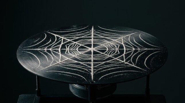 Intricate White Sugar Web Pattern on Dark Minimalist Background