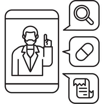 Line Icon-Telemedicine A complete 3 step