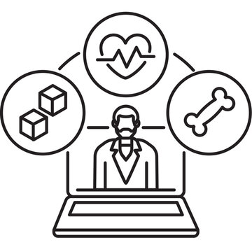 Line Icon-Telemedicine consultations cover a wide range of medical conditions