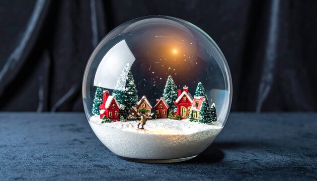 Snow Globe with Miniature Village and Winter Scene in Glass Sphere