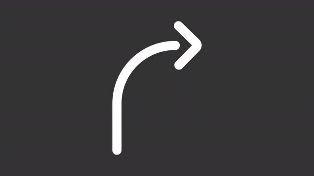 Animated minimalist arrow white line icons. Straight and curved pointers animation set. Loop and cycle navigation signs. Isolated elements on dark background. Alpha channel HD video
