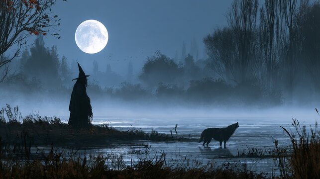Witch, howling, in nature.