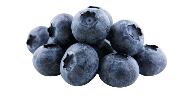 Heap of fresh blueberries with visible bloom