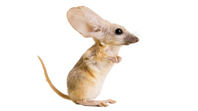 Jerboa rodent with large ears standing on hind legs