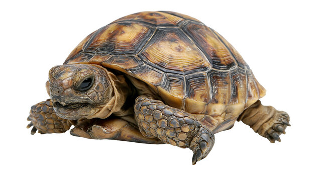 Desert tortoise with patterned shell and scaly legs